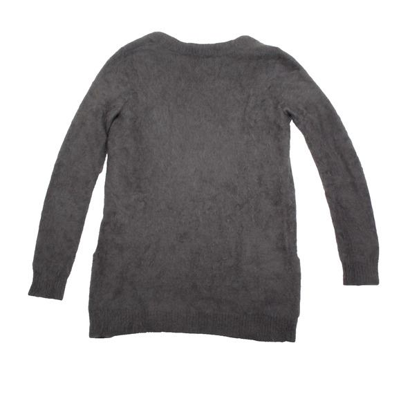 Theory 80% Angora Cardigan Womens Small Gray Fuzzy Open Front Cozy Luxe Sweater - Picture 3 of 8